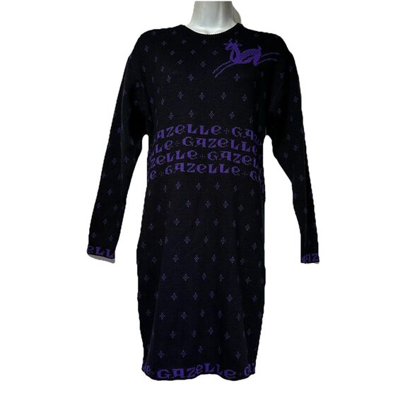 darria gazelle long sleeve purple black sweater dress Size L - Picture 2 of 10